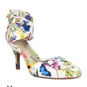 Butterfly & floral ankle tie dressy pumps